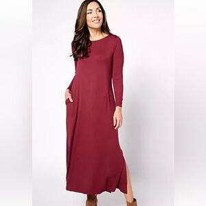 Belle by Kim Gravel Boat Neck Bracelet Sleeve Maxi Dress